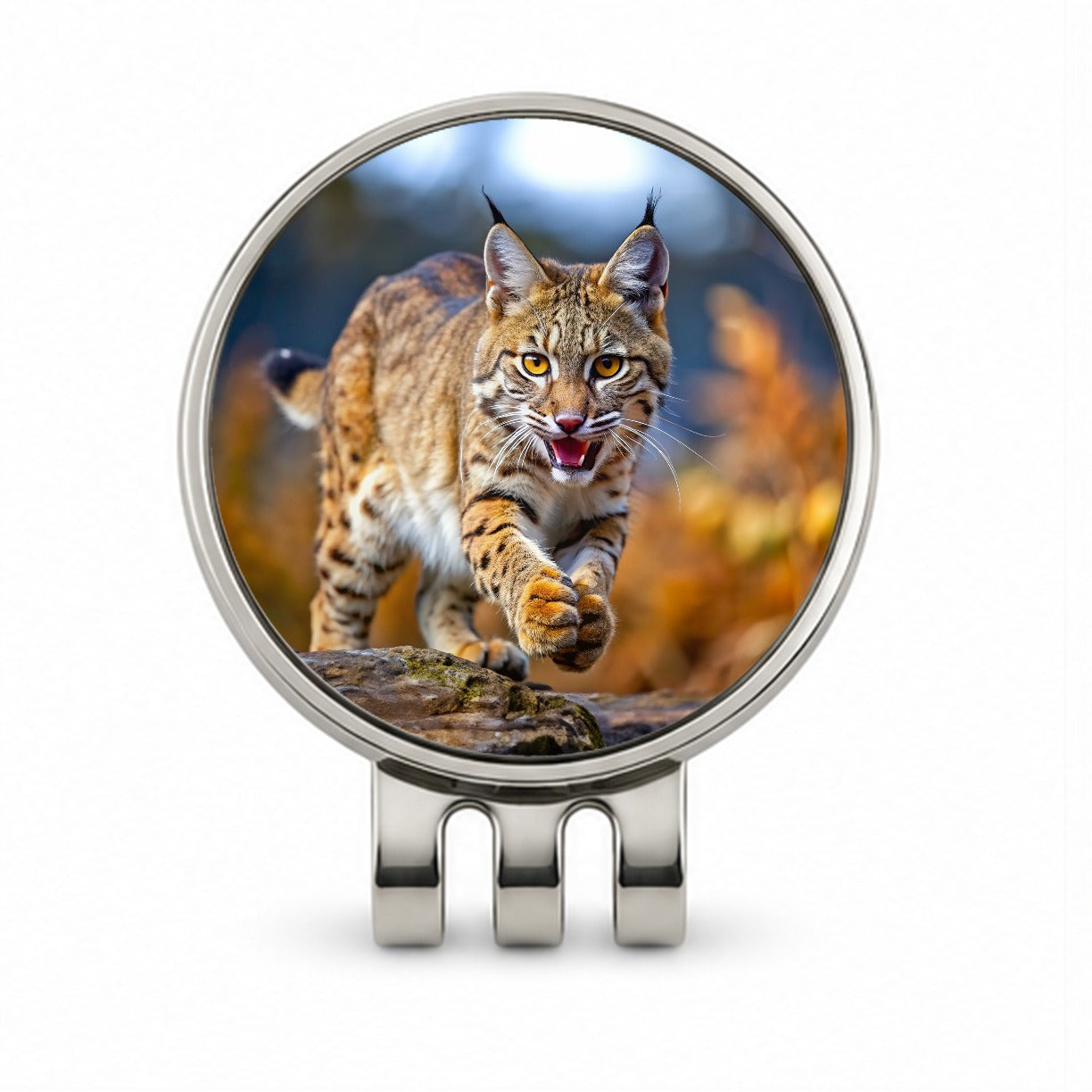 Bobcat Leaping To Catch Prey Golf Hat Clip with Ball Marker