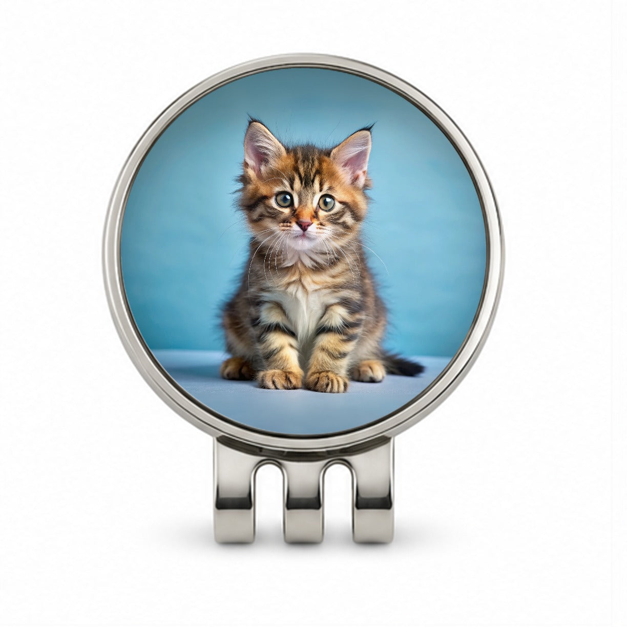 Cute Tabby Kitten Cat Photo Golf Hat Clip with Ball Marker