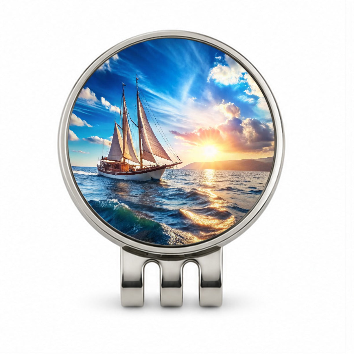 Sailboat On The Ocean Golf Hat Clip with Ball Marker