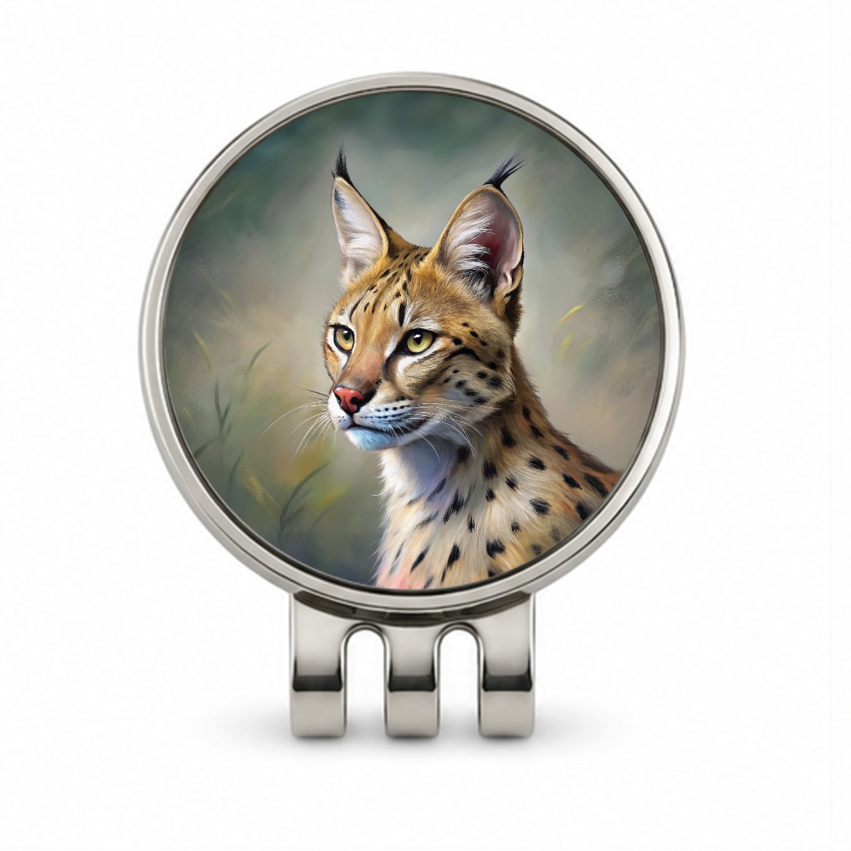 Serval Wild Cat Illustration Golf Hat Clip with Ball Marker