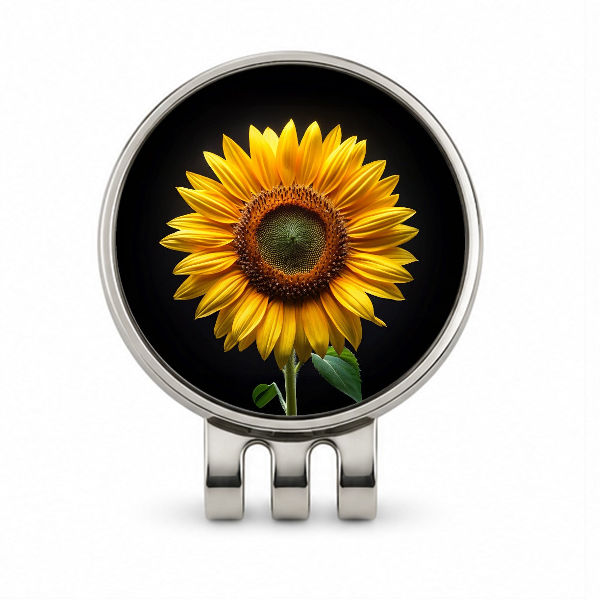Sunflower Photo Golf Hat Clip with Ball Marker