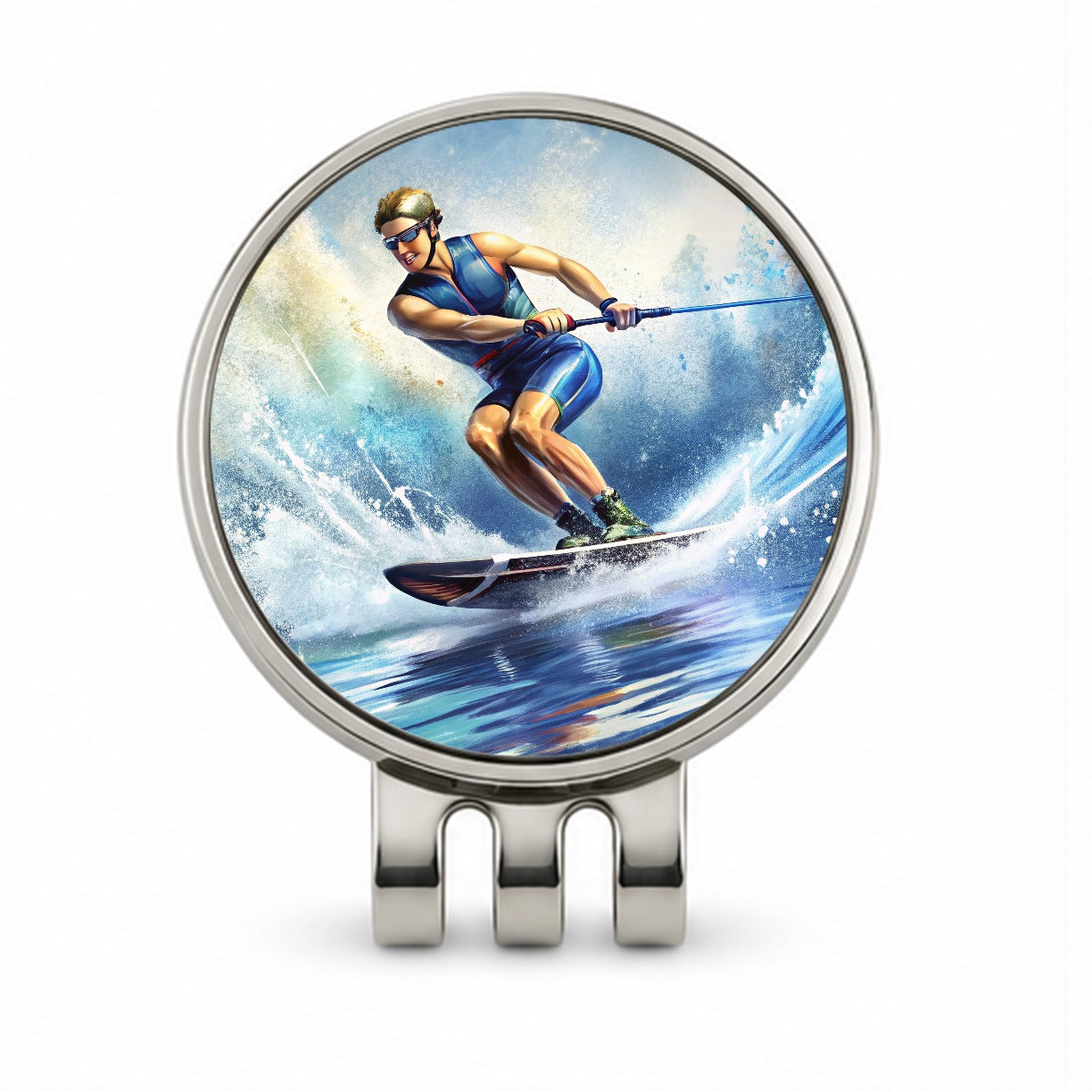 Water Ski Skiing Golf Hat Clip with Ball Marker