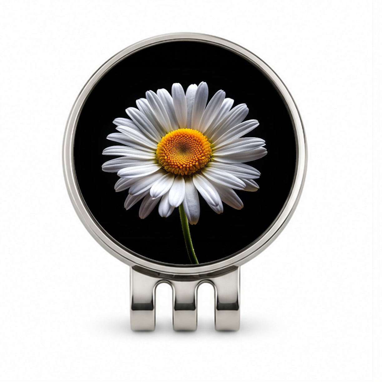 White Daisy Flower Photo Golf Hat Clip with Ball Marker