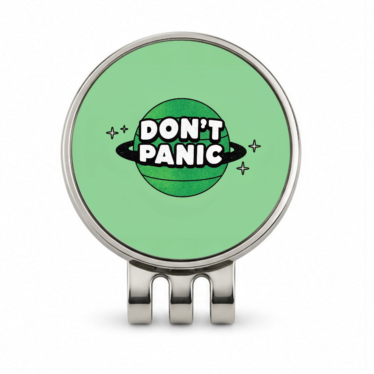 Don't Panic Funny Saying With Planet Golf Hat Clip with Ball Marker