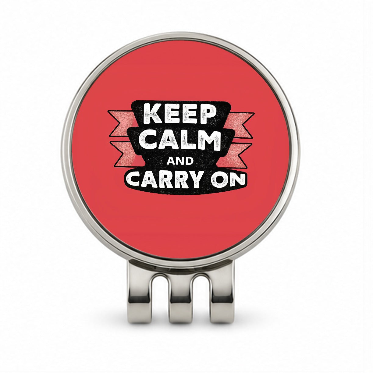 Keep Calm And Carry On Funny Golf Hat Clip with Ball Marker