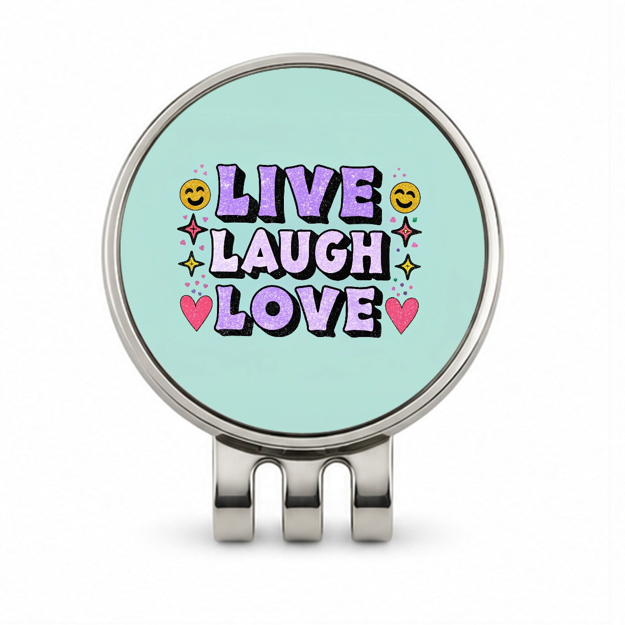 Live Laugh Love Funny Faces Hearts Golf Hat Clip with Ball Marker