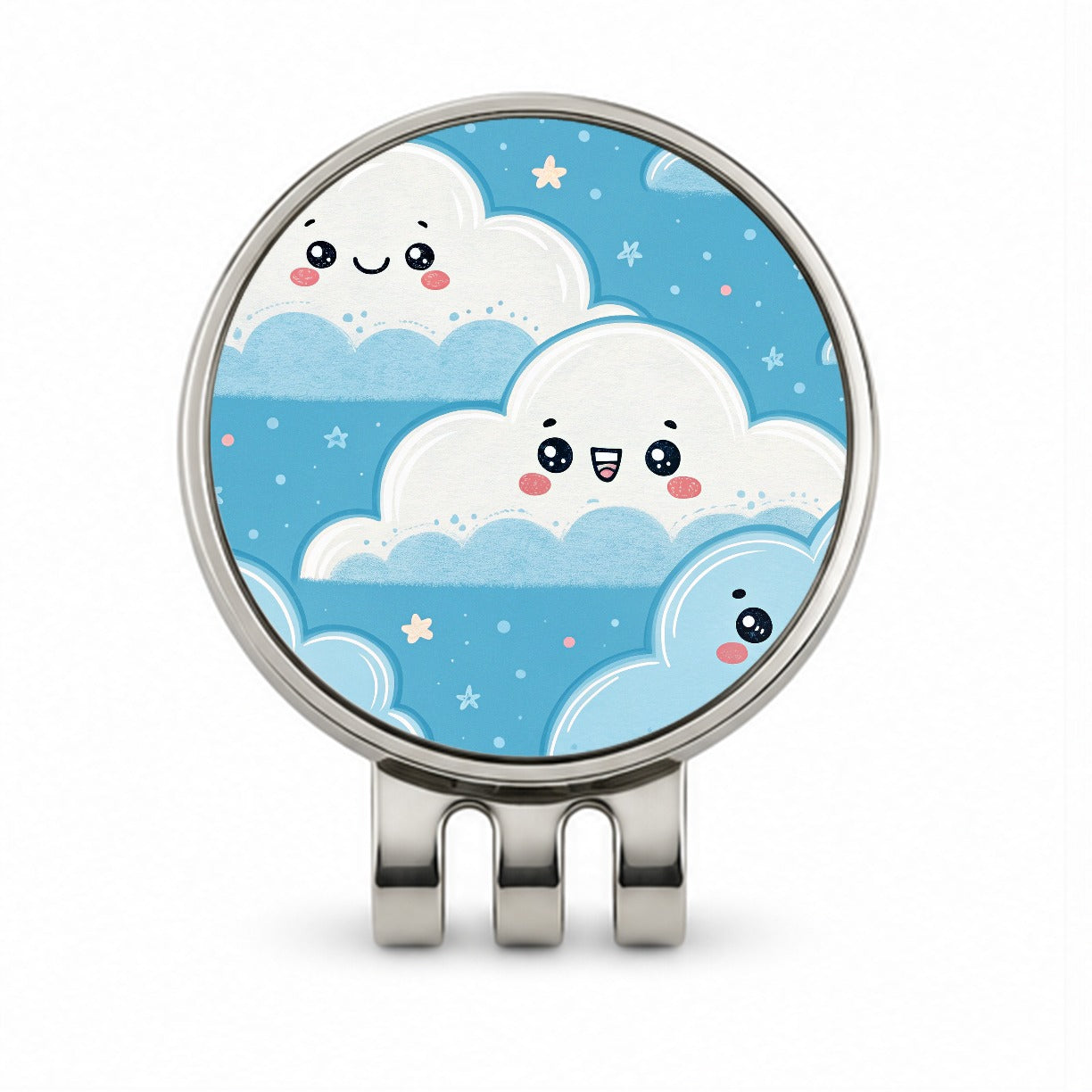 Adorable Puffy Clouds Kawaii Style Golf Hat Clip with Ball Marker
