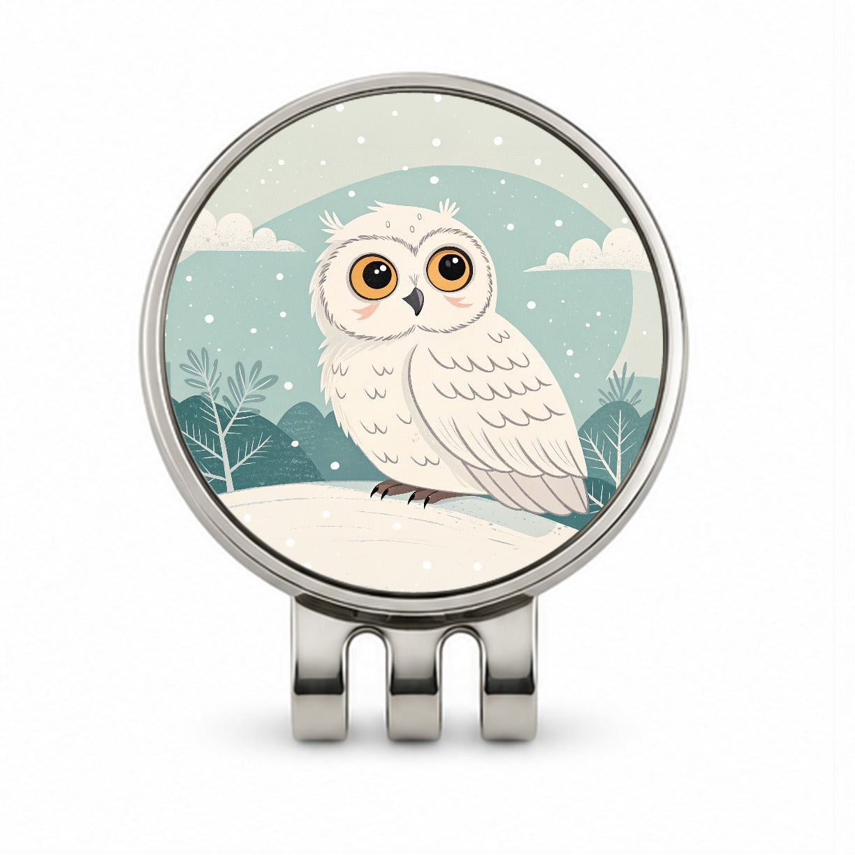 Adorable Snowy Owl Golf Hat Clip with Ball Marker