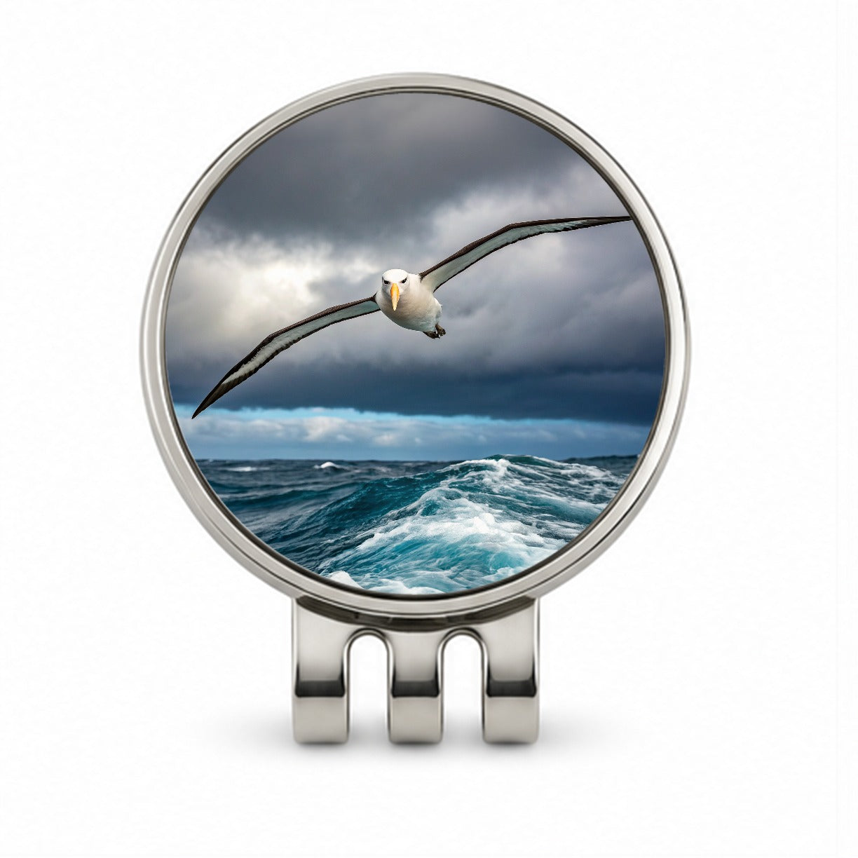 Albatross Bird Flying Over Ocean Photo Golf Hat Clip with Ball Marker