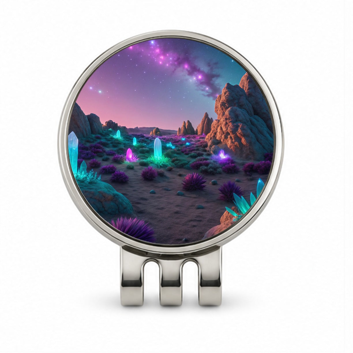 Alien Planet Surface Colorful Golf Hat Clip with Ball Marker