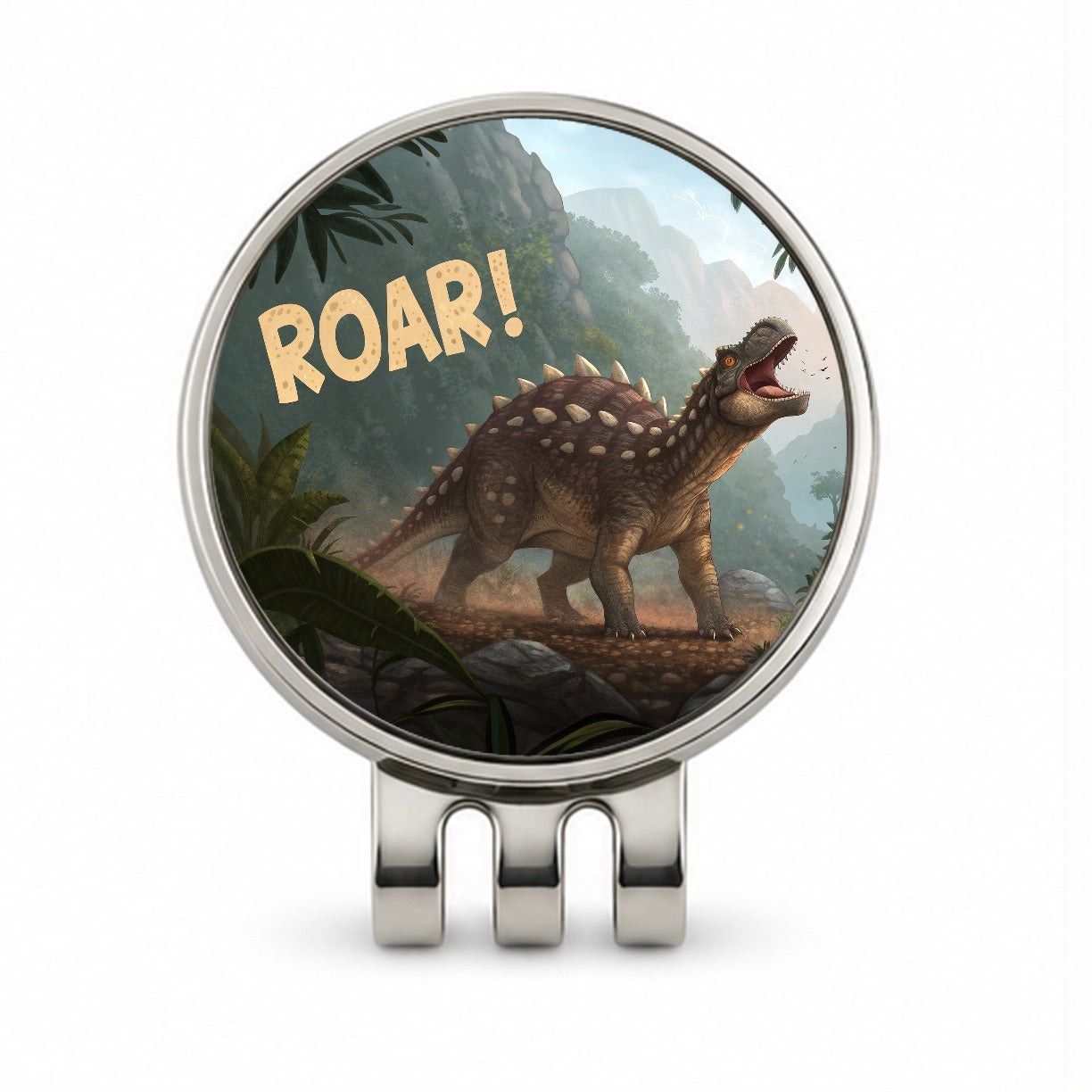 Ankylosaurus Roar Dinosaur Golf Hat Clip with Ball Marker
