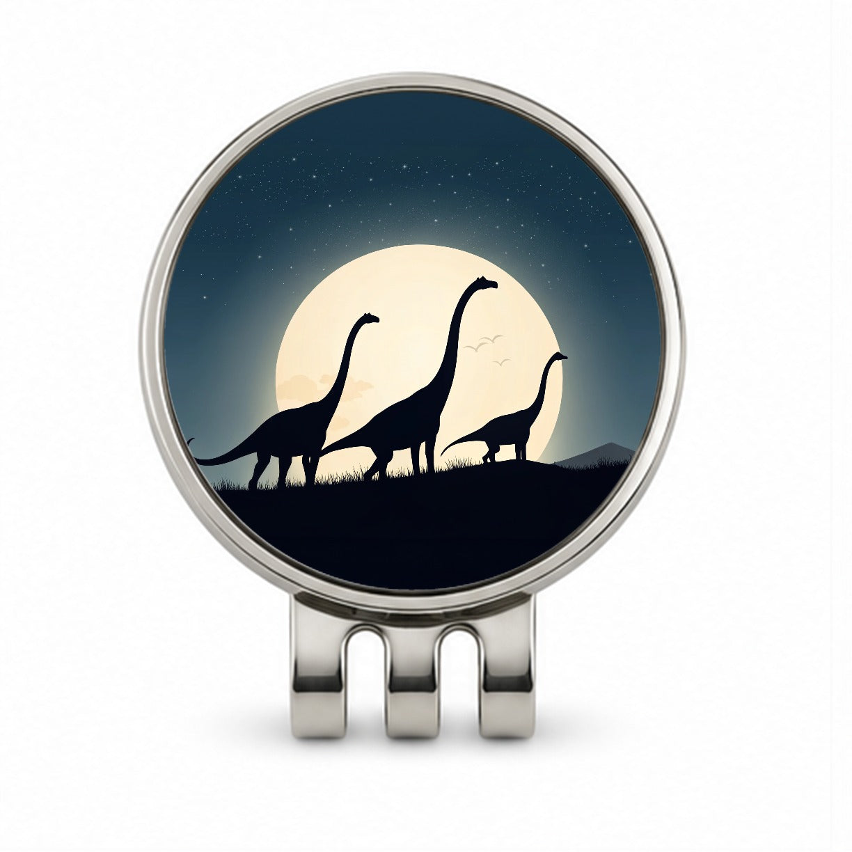 Apatosaurus Silhouettes Moon Night Dinosaurs Golf Hat Clip with Ball Marker