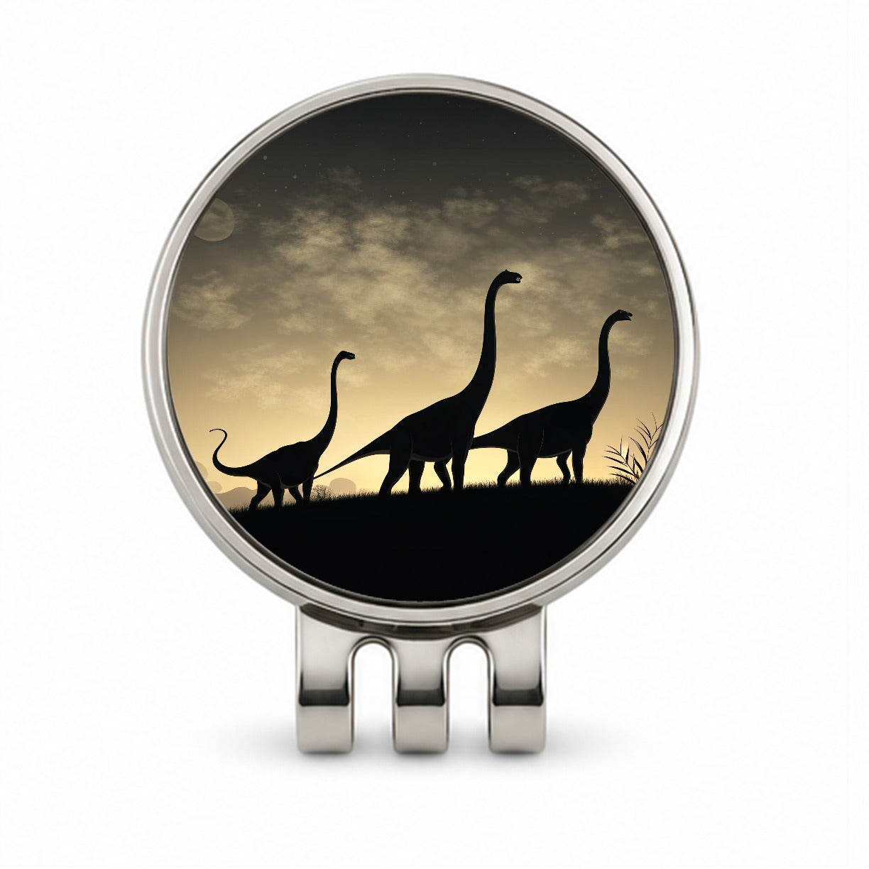 Apatosaurus Silhouettes Walking Dinosaurs Golf Hat Clip with Ball Marker