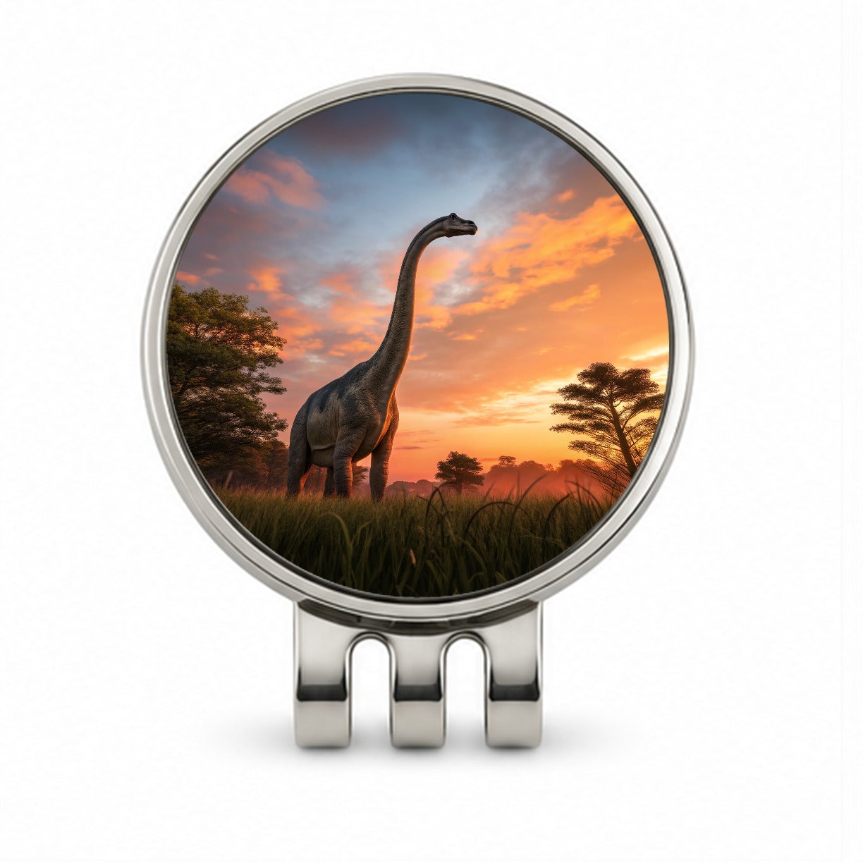 Apatosaurus Sunset Sunrise Dinosaur Golf Hat Clip with Ball Marker