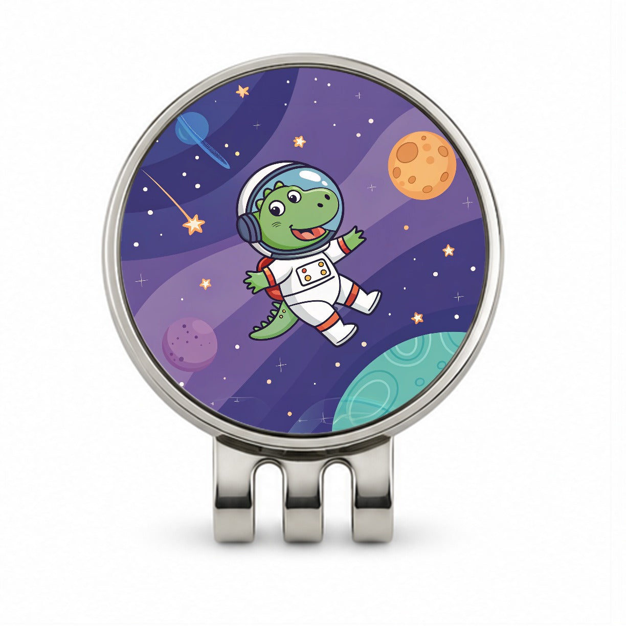 Astronaut Dinosaur In Space Suit Planets Golf Hat Clip with Ball Marker
