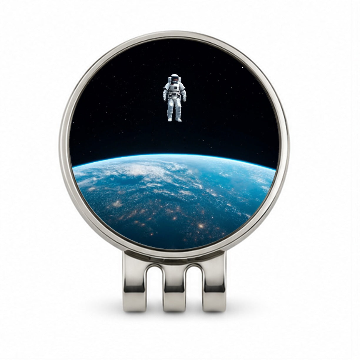 Astronaut Drifting In Space Above Earth Golf Hat Clip with Ball Marker