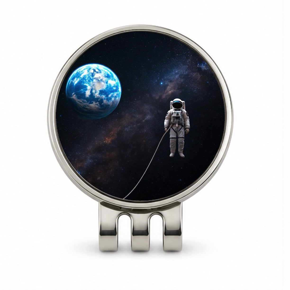 Astronaut Drifting In Space Earth Golf Hat Clip with Ball Marker