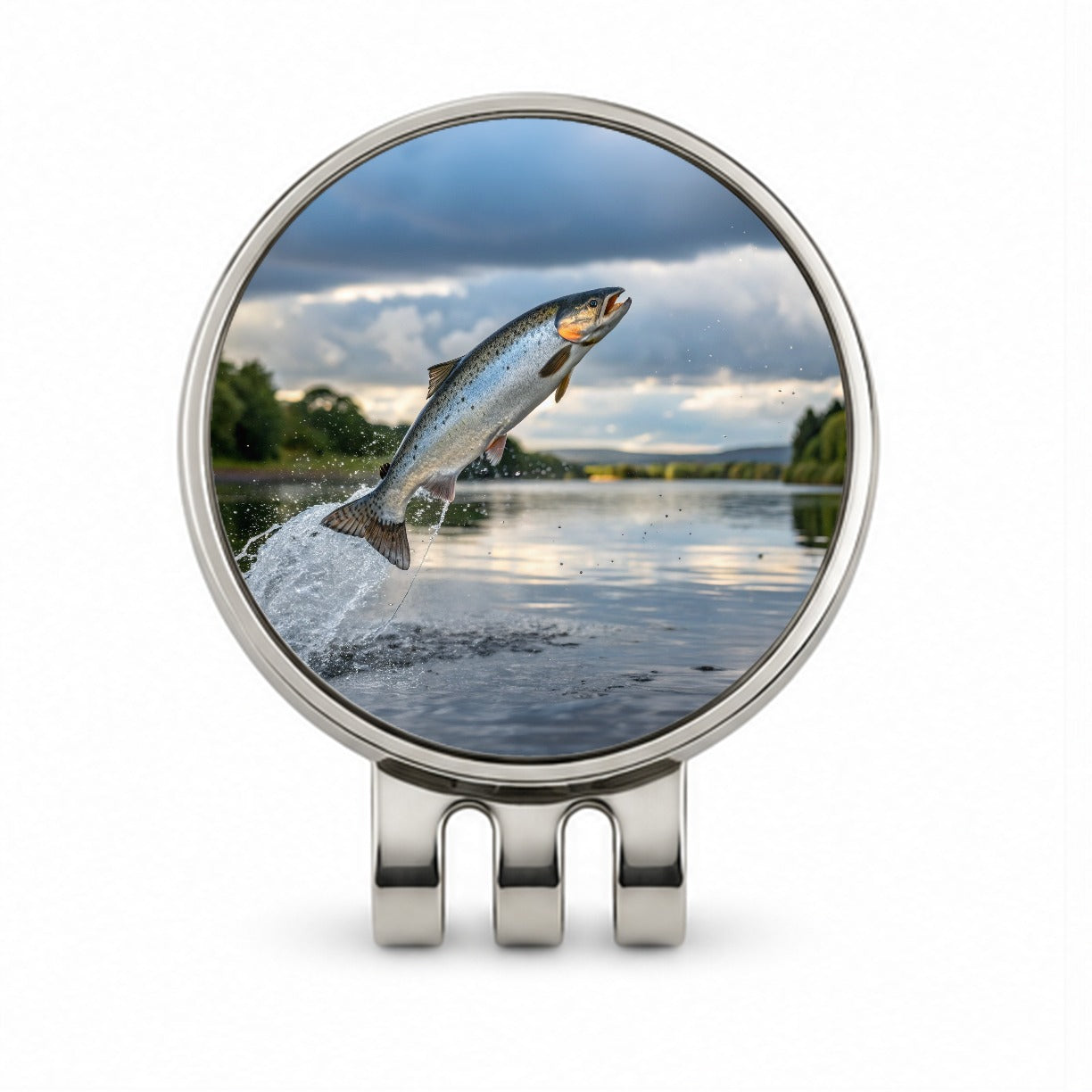 Atlantic Salmon Fish Jumping Fishing Golf Hat Clip with Ball Marker