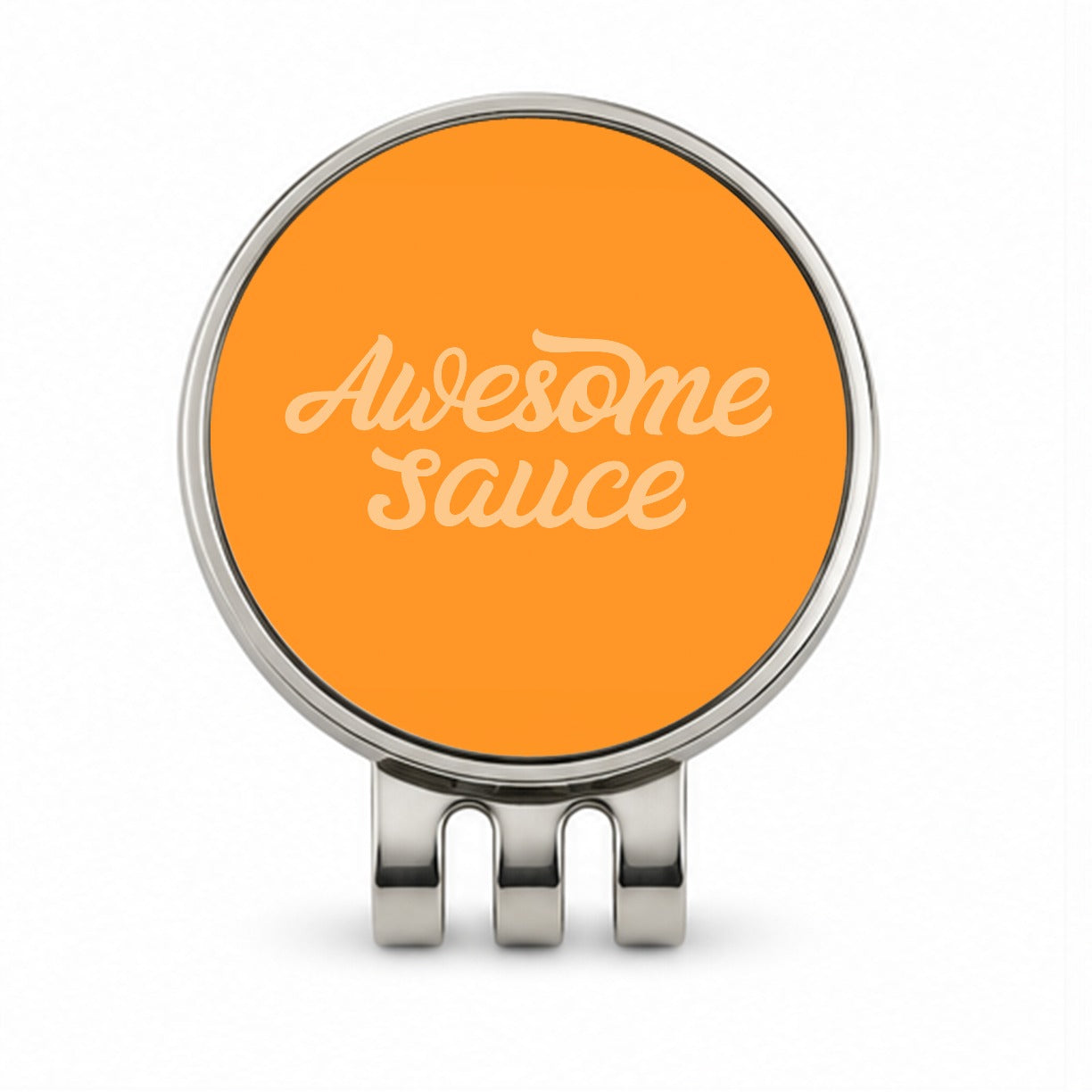Awesome Sauce Orange Golf Hat Clip with Ball Marker