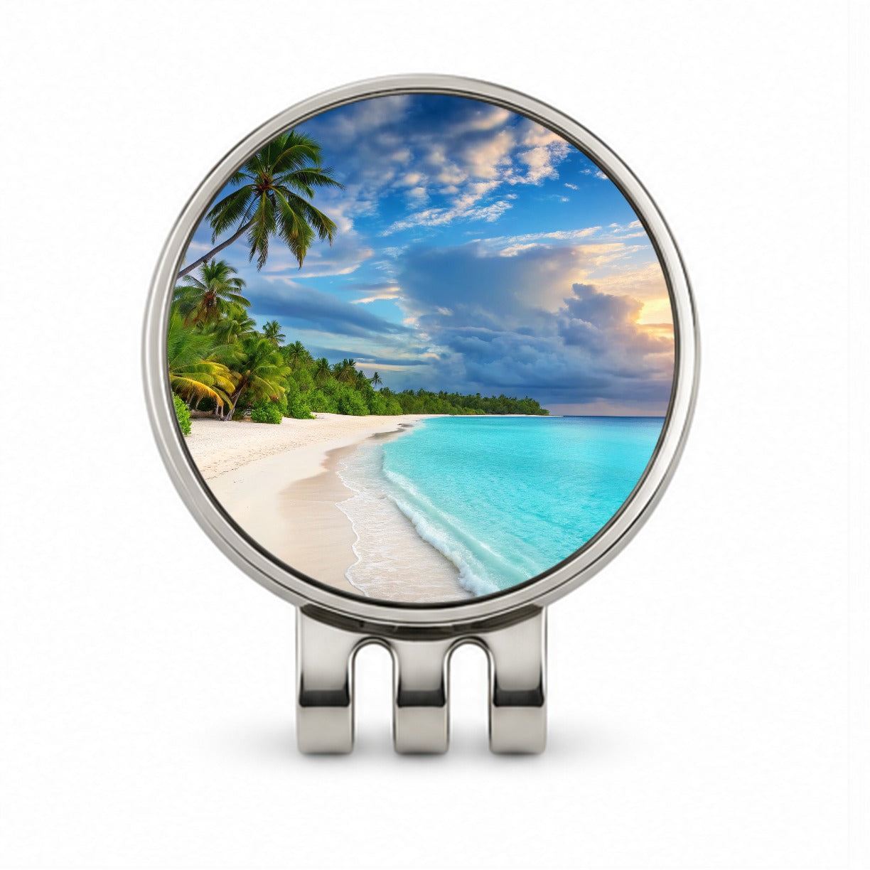 Bali Indonesia Beach Ocean Palm Trees Golf Hat Clip with Ball Marker