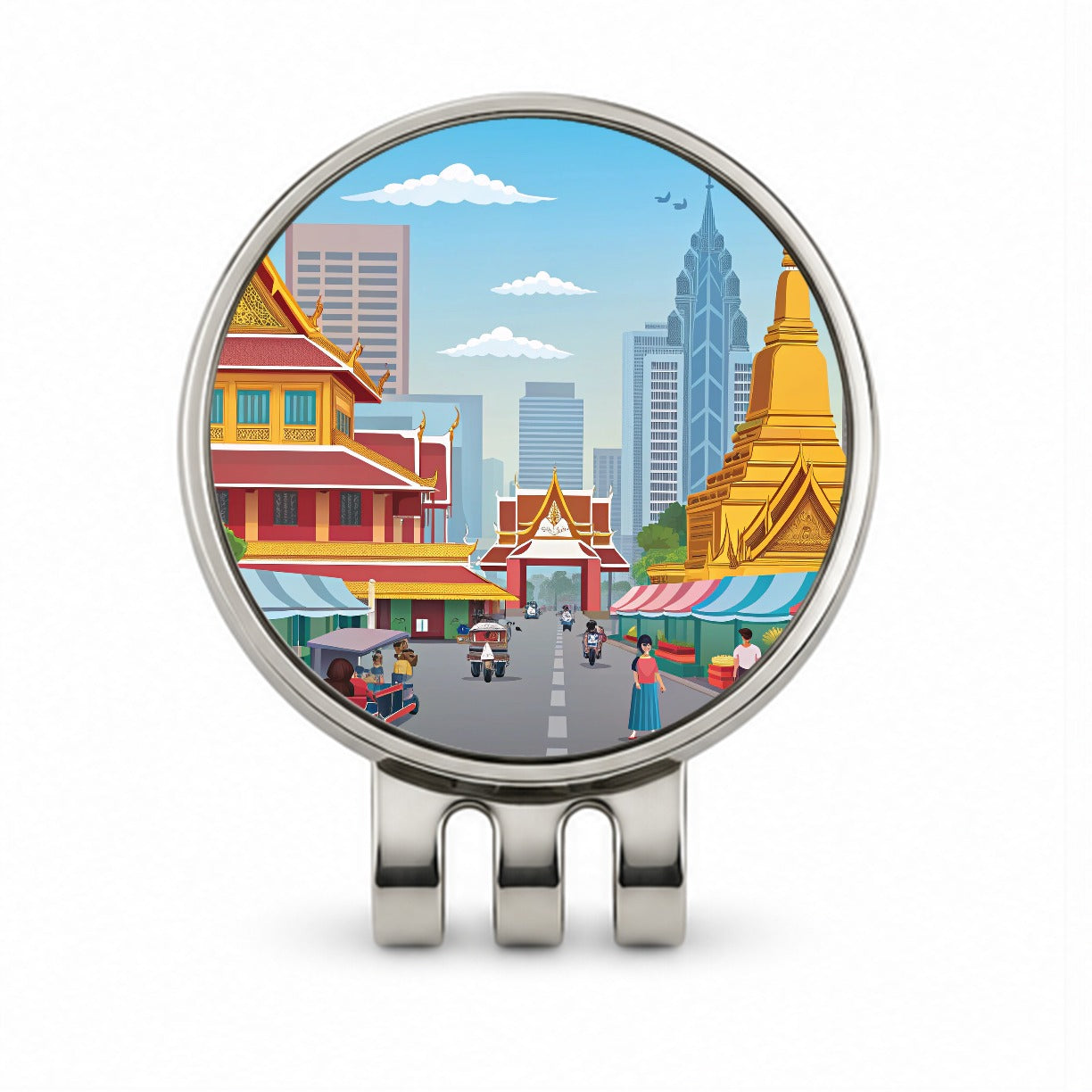 Bangkok Thailand Drawing Golf Hat Clip with Ball Marker