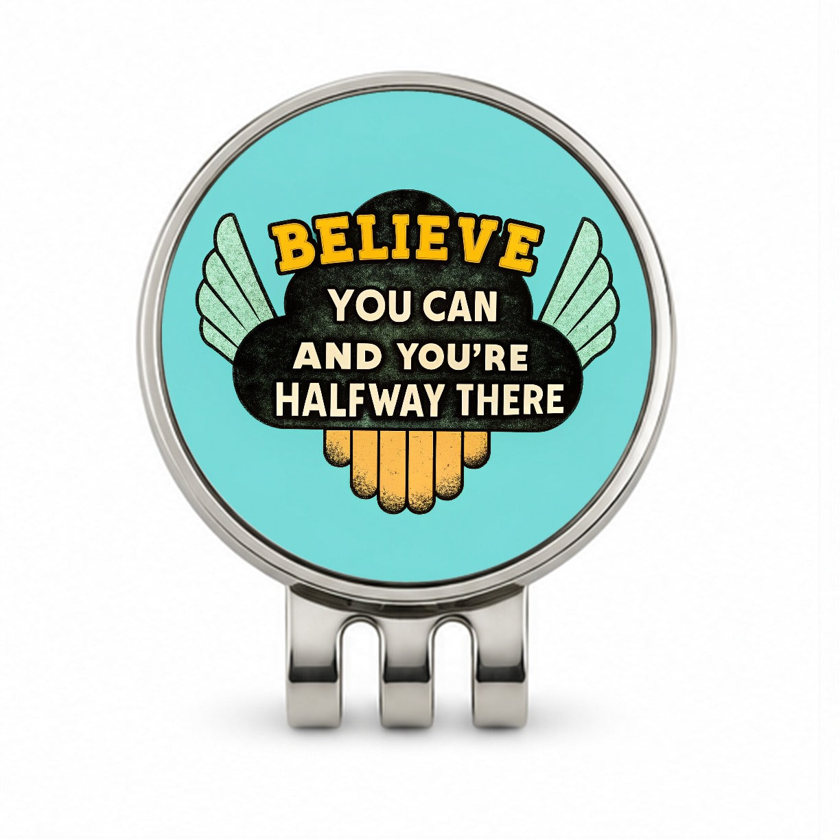 Believe You Can You're Halfway There Inspirational Golf Hat Clip with Ball Marker