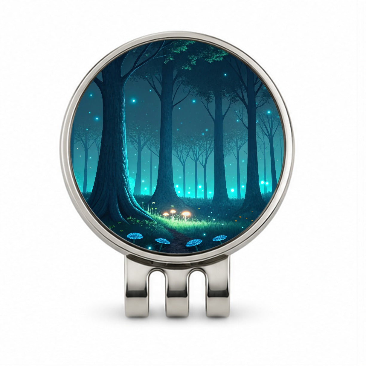 Bioluminescent Forest Mushrooms Trees Golf Hat Clip with Ball Marker