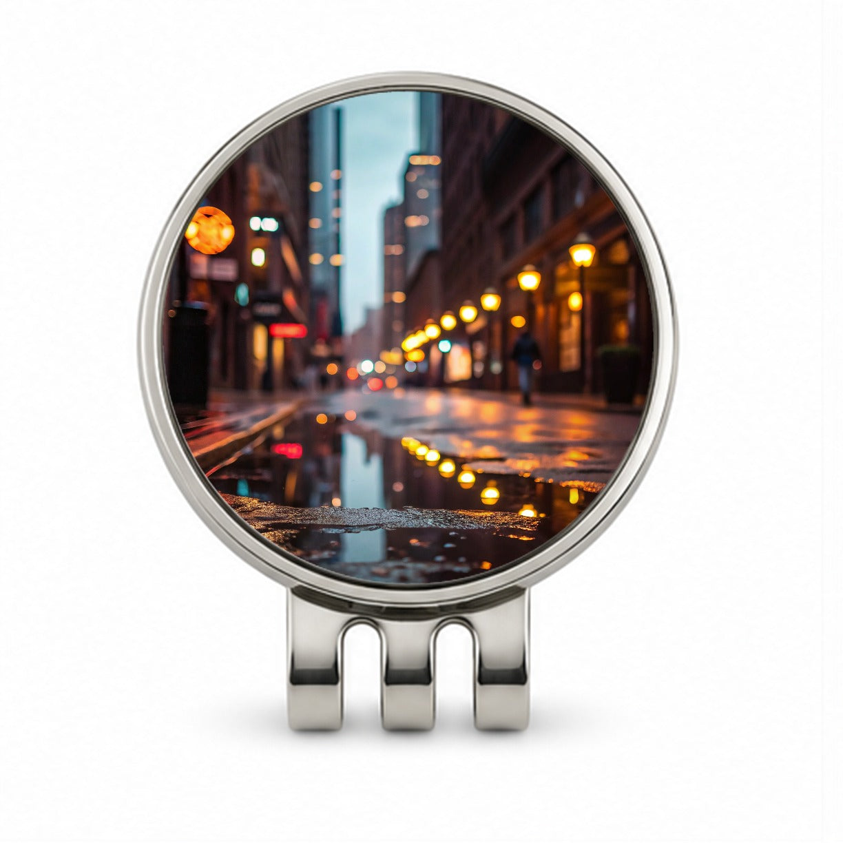 Blurred Lights Buildings City Rainy Street Golf Hat Clip with Ball Marker