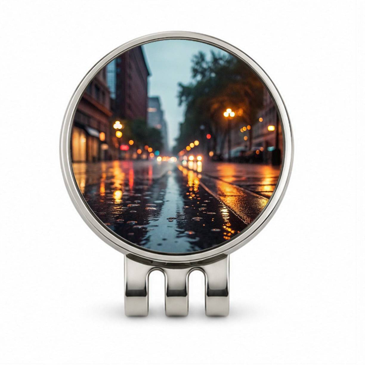 Blurred Lights City Wet Street Golf Hat Clip with Ball Marker