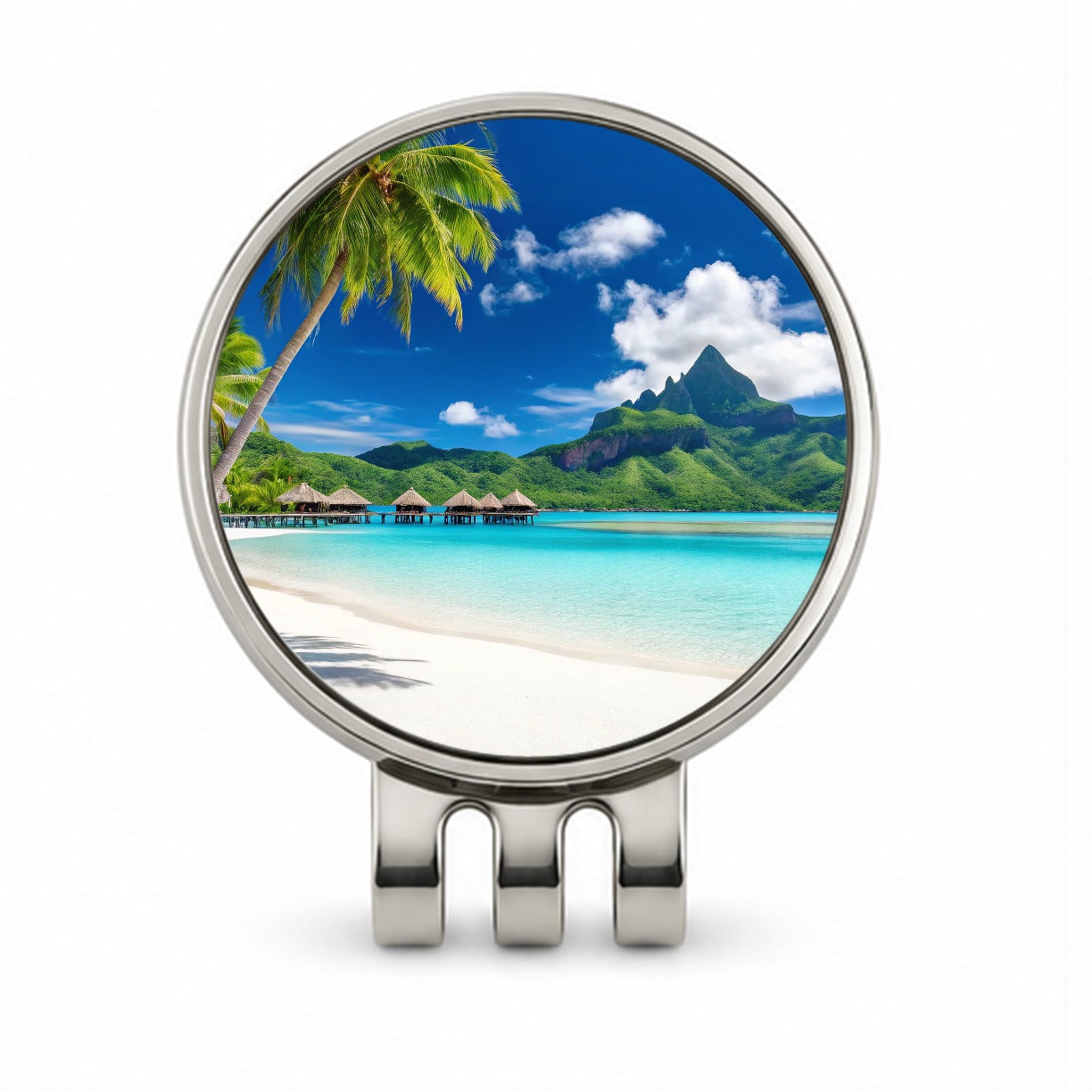 Bora Bora French Polynesia Bungalows Ocean Golf Hat Clip with Ball Marker