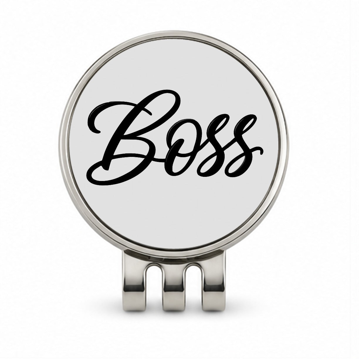 Boss Script Golf Hat Clip with Ball Marker