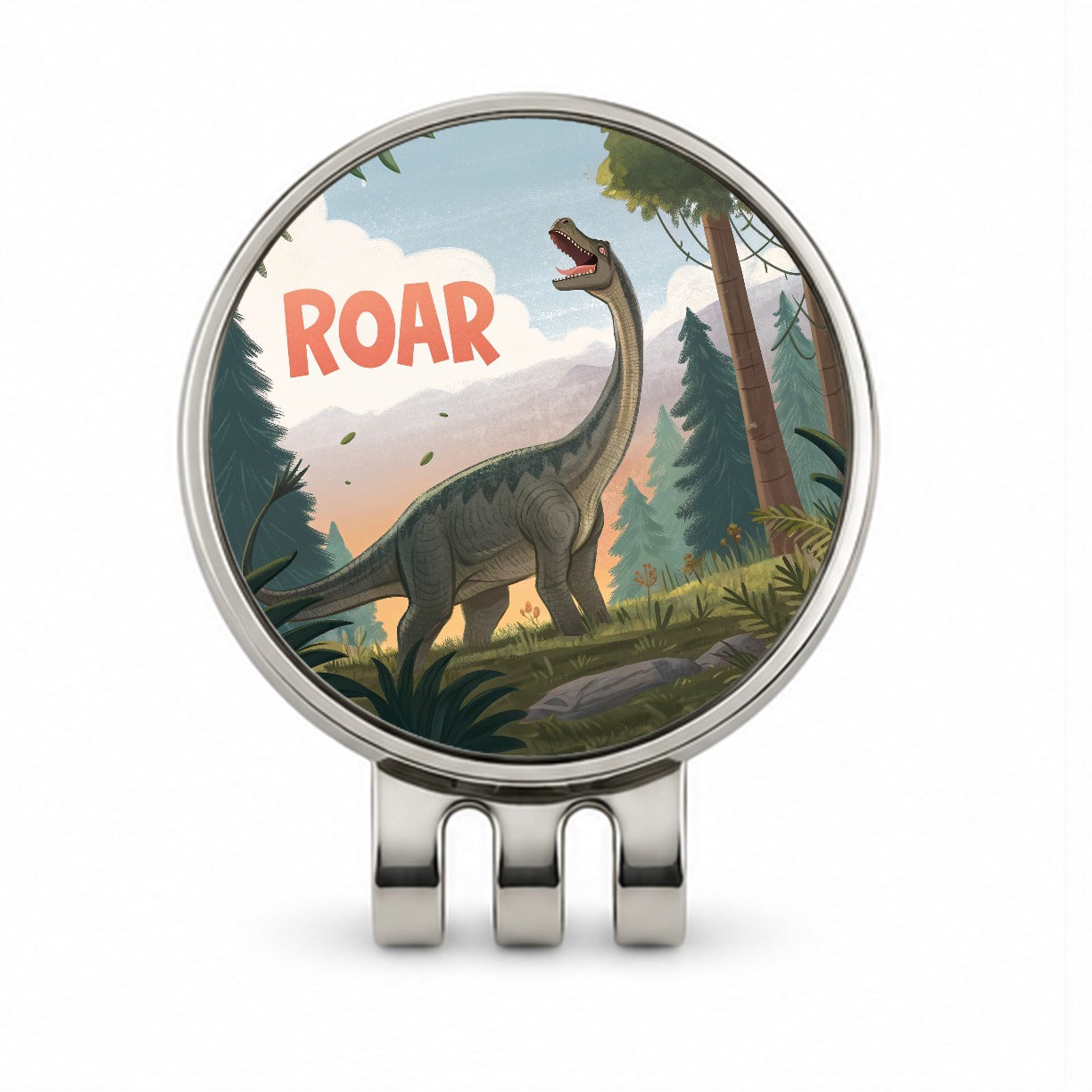 Brachiosaurus Roar Dinosaur Golf Hat Clip with Ball Marker