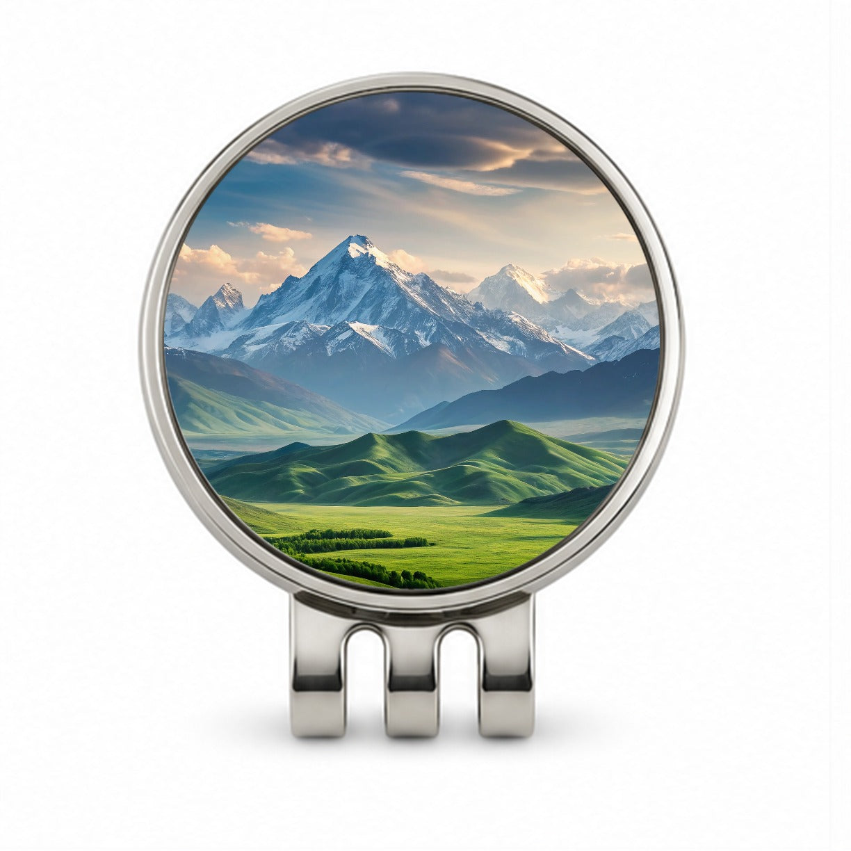 Breathtaking Mountain Views Snow Meadow Golf Hat Clip with Ball Marker