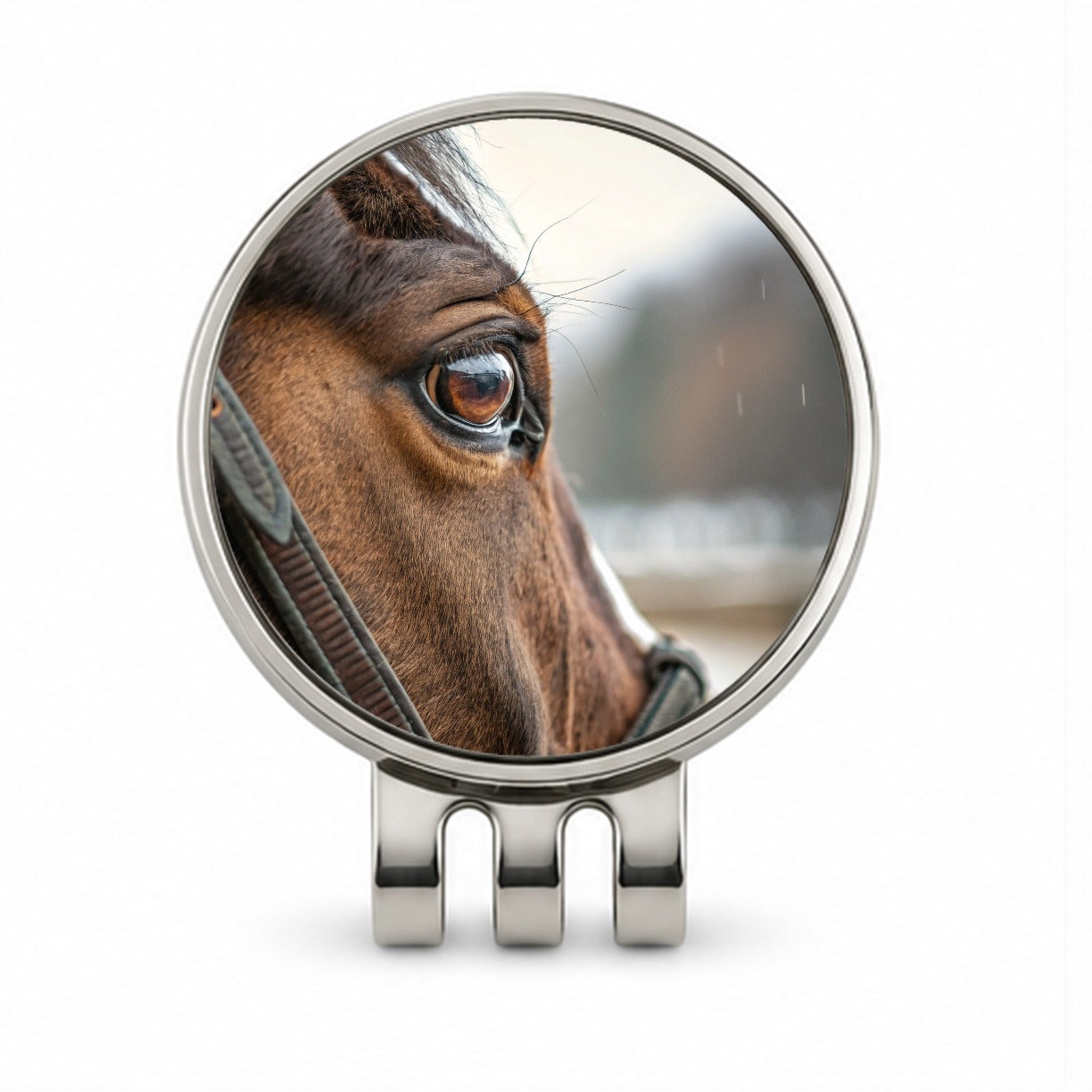 Brown Horse Eye Close Up Golf Hat Clip with Ball Marker