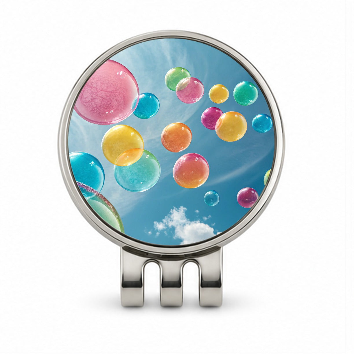 Candy Color Bubbles Blue Sky Golf Hat Clip with Ball Marker