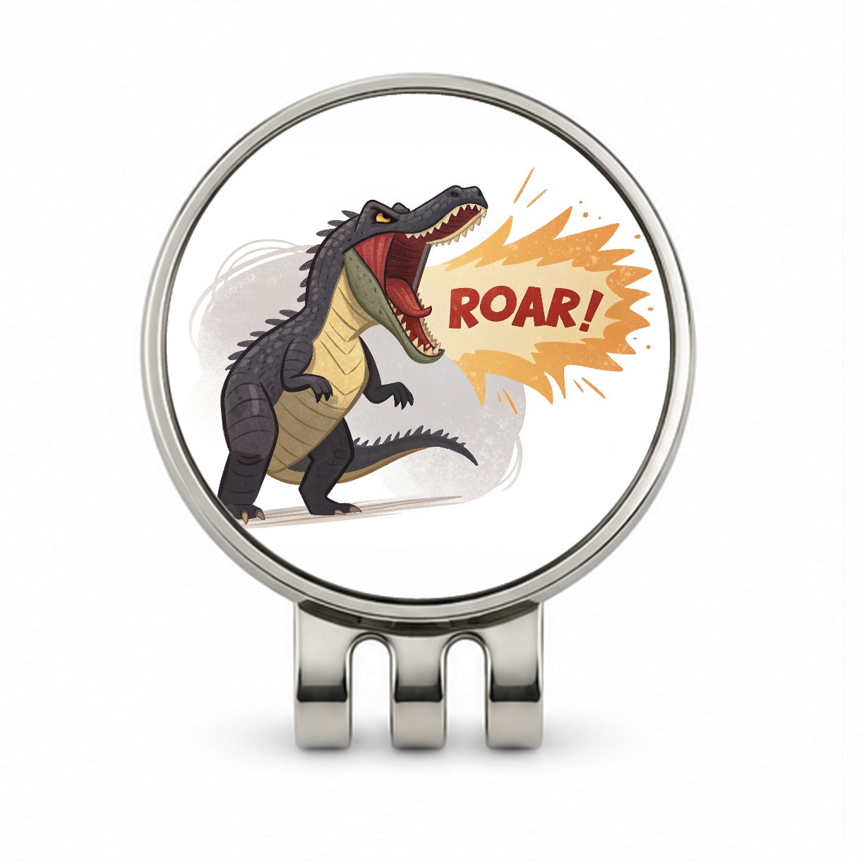 Carnotaurus Roar Bold Text Dinosaur Golf Hat Clip with Ball Marker