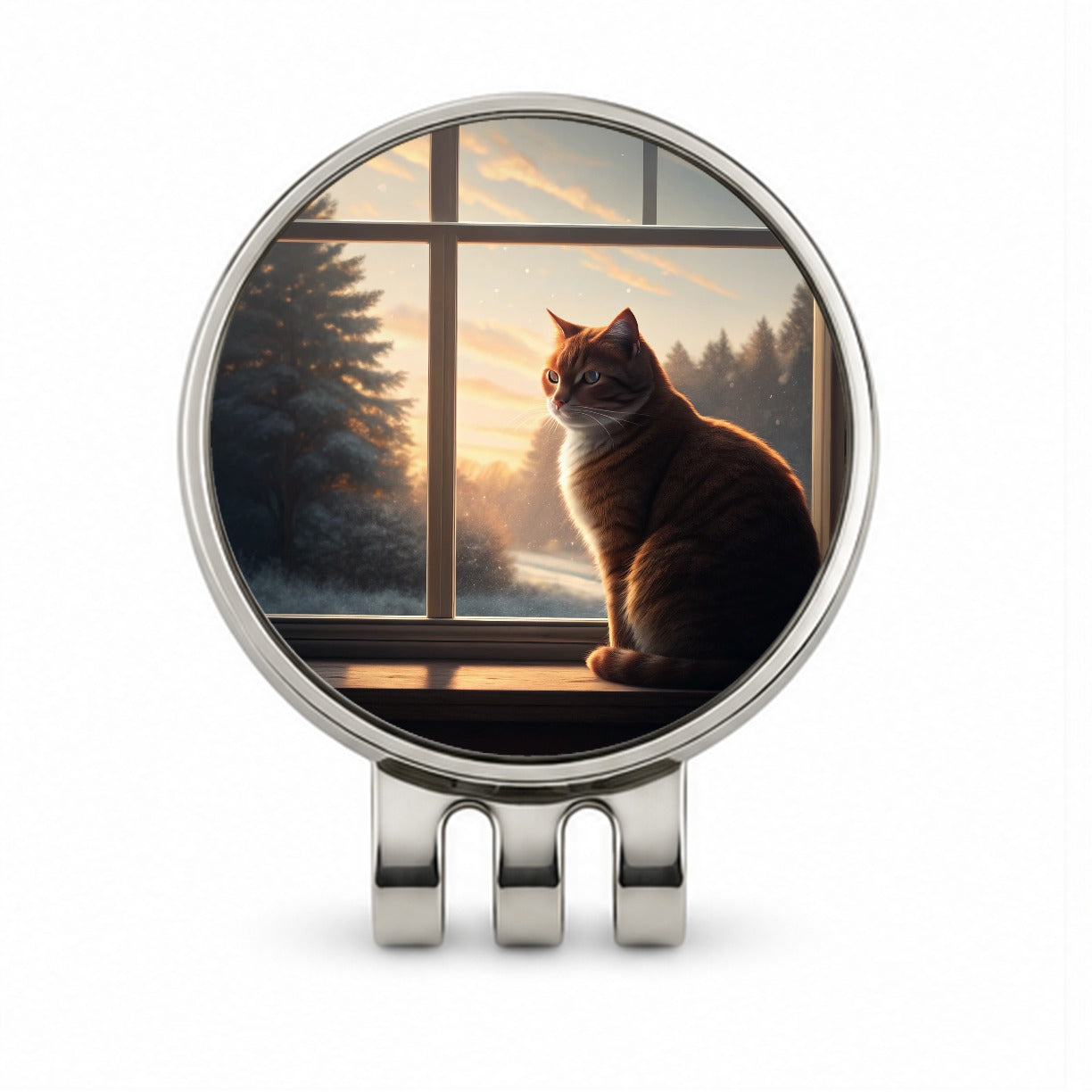 Cat In Window Pretty Golf Hat Clip with Ball Marker
