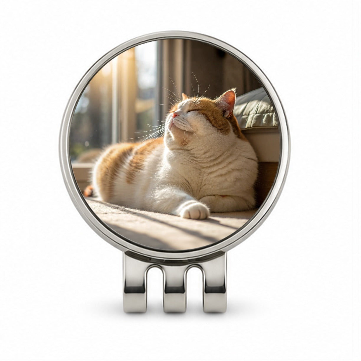 Chubby Cat Lying Down Photo Golf Hat Clip with Ball Marker
