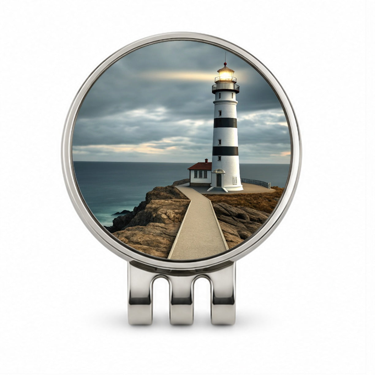 Coastal Lighthouse Ocean Golf Hat Clip with Ball Marker