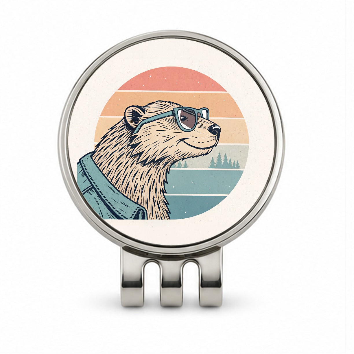Cool Beaver Wearing Glasses Retro Illustration Golf Hat Clip with Ball Marker