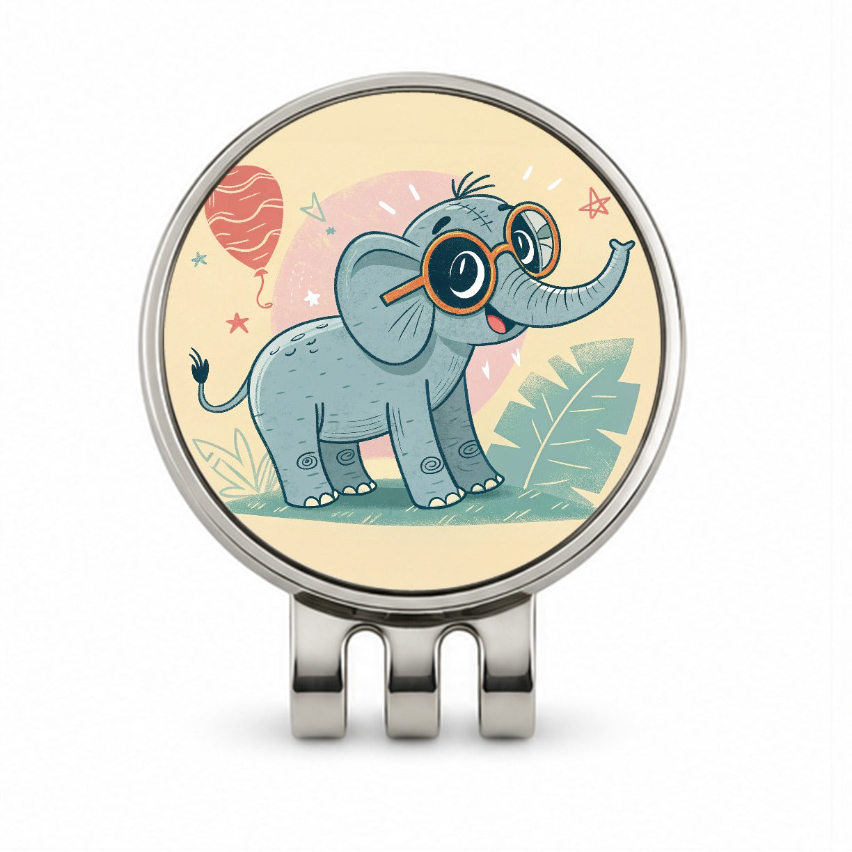 Cool Elephant Wearing Glasses Cute Golf Hat Clip with Ball Marker