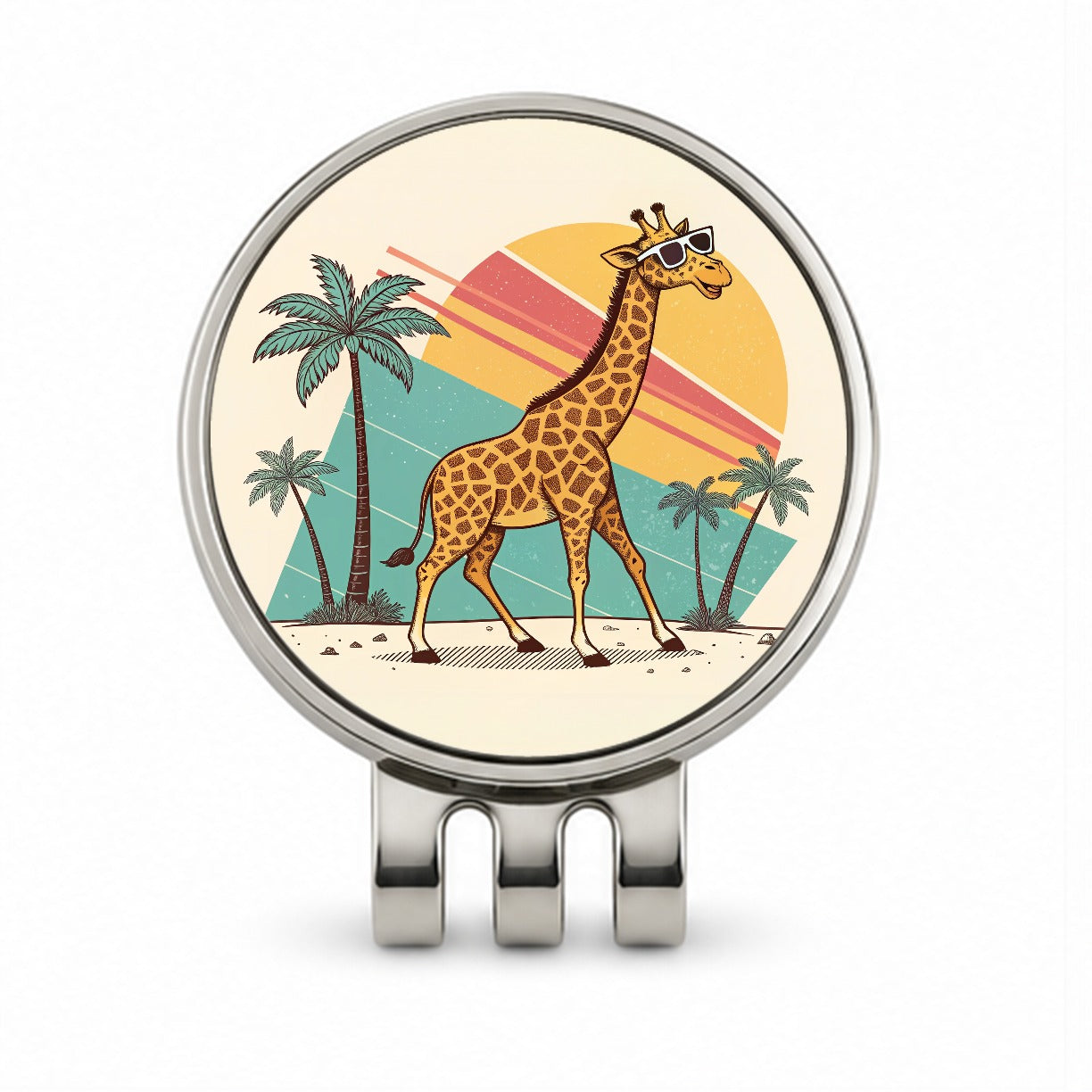 Cool Giraffe Wearing Sunglasses Retro Cute Golf Hat Clip with Ball Marker
