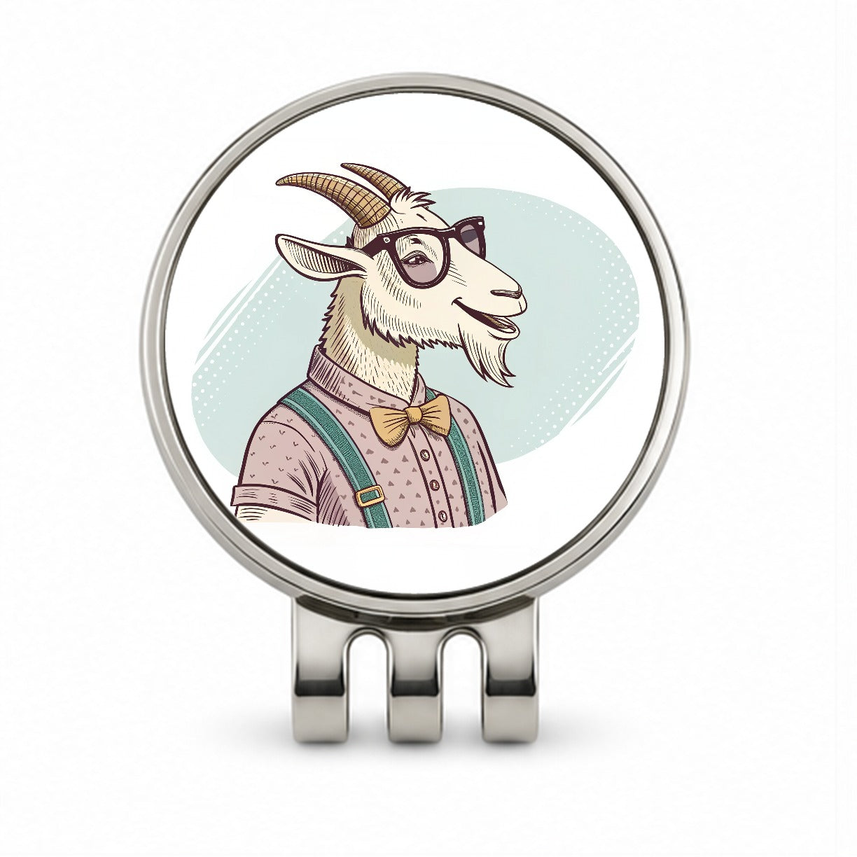 Cool Goat Wearing Glasses Retro Illustration Golf Hat Clip with Ball Marker