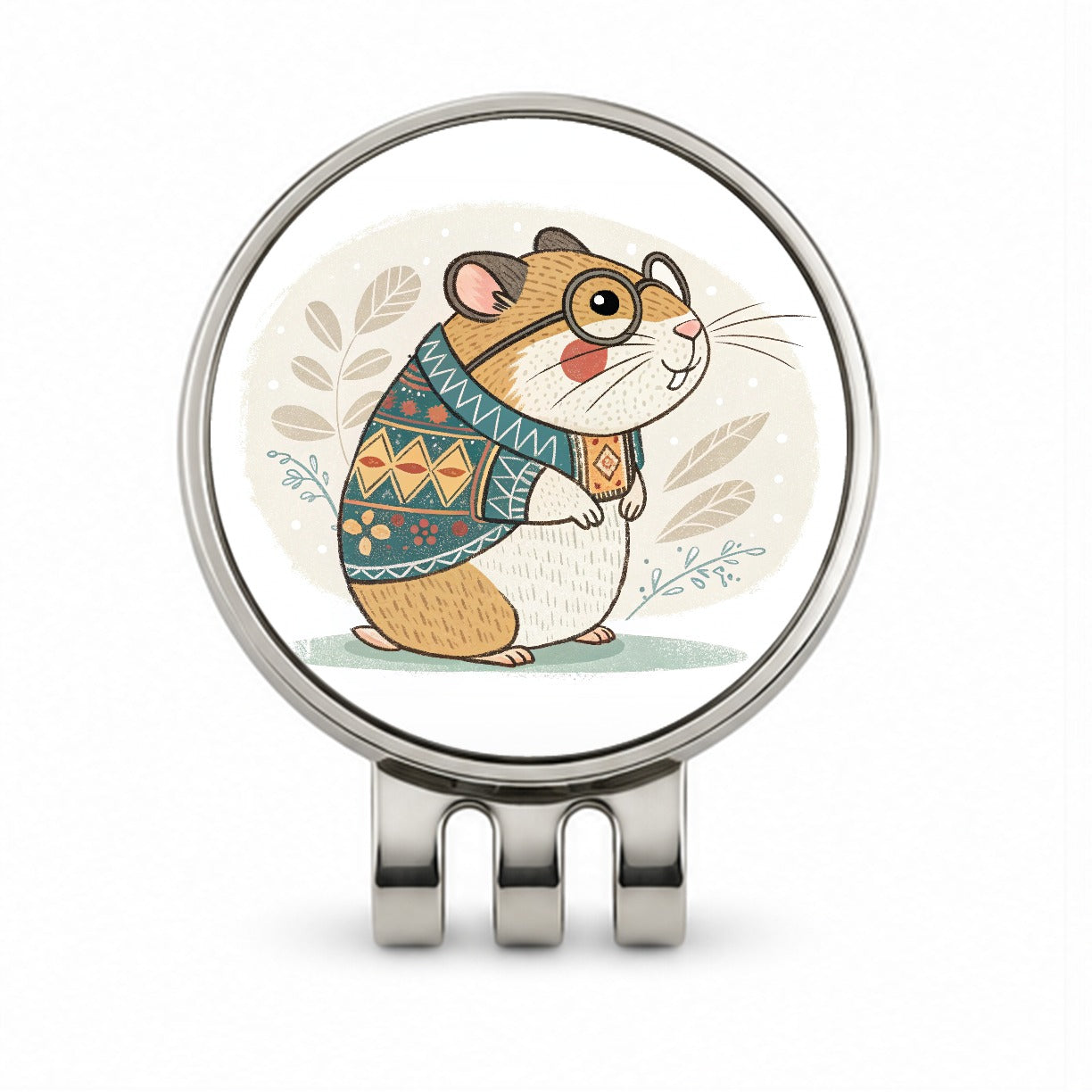 Cool Hamster Wearing Glasses Retro Illustration Golf Hat Clip with Ball Marker