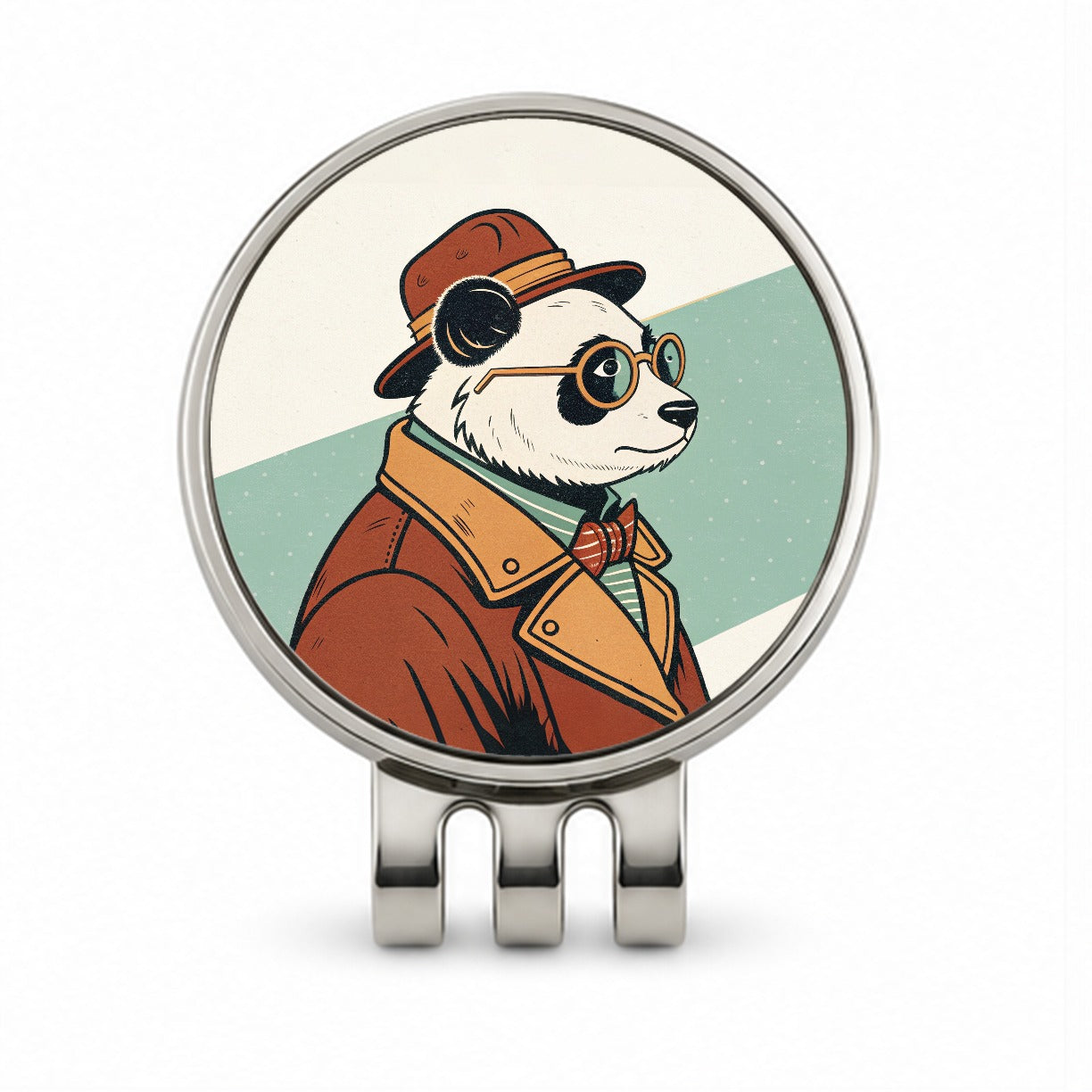 Cool Panda Wearing Glasses Retro Golf Hat Clip with Ball Marker