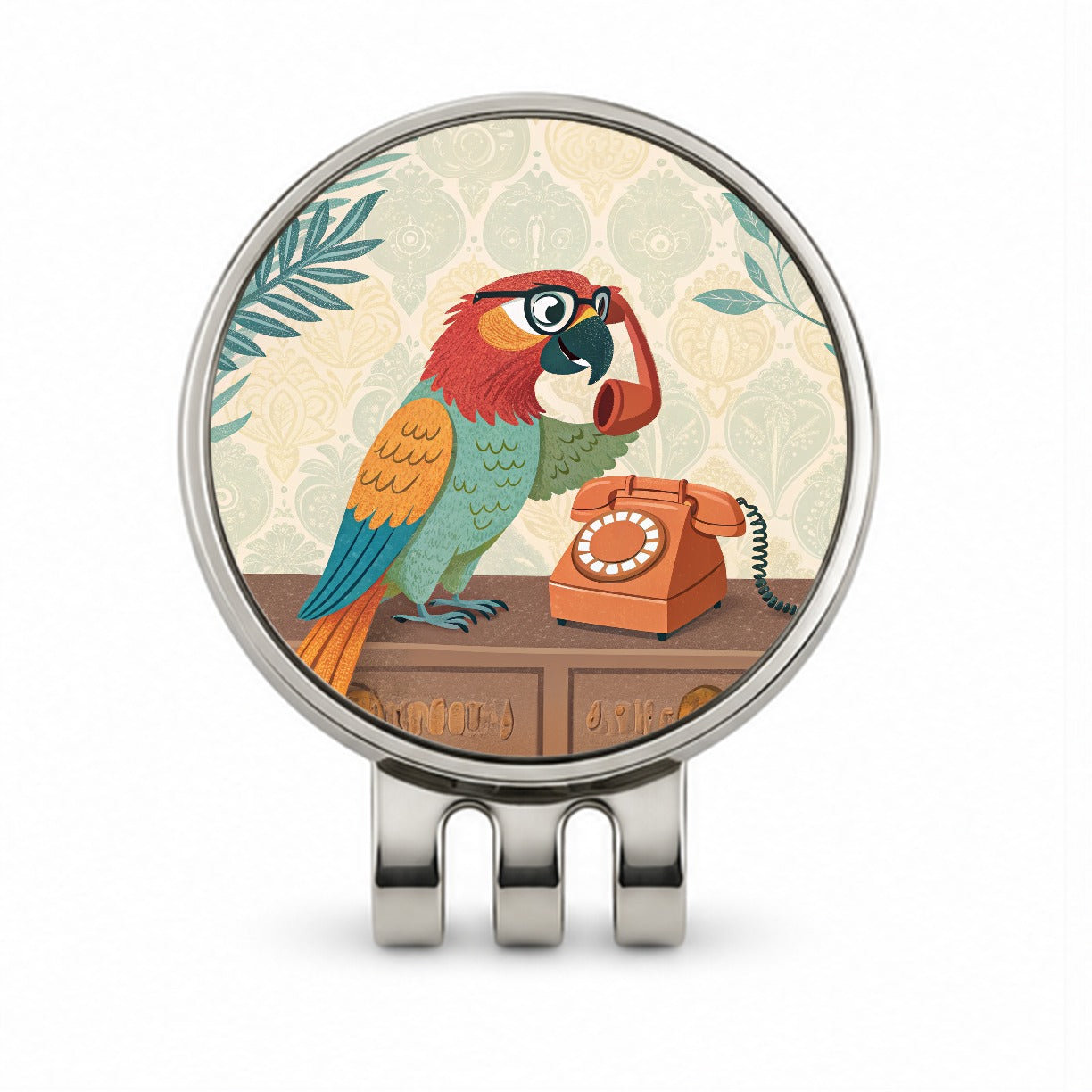 Cool Parrot Wearing Glasses Golf Hat Clip with Ball Marker
