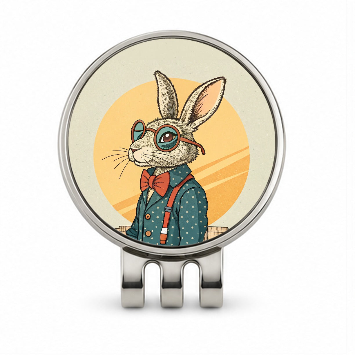 Cool Rabbit Wearing Glasses Retro Golf Hat Clip with Ball Marker
