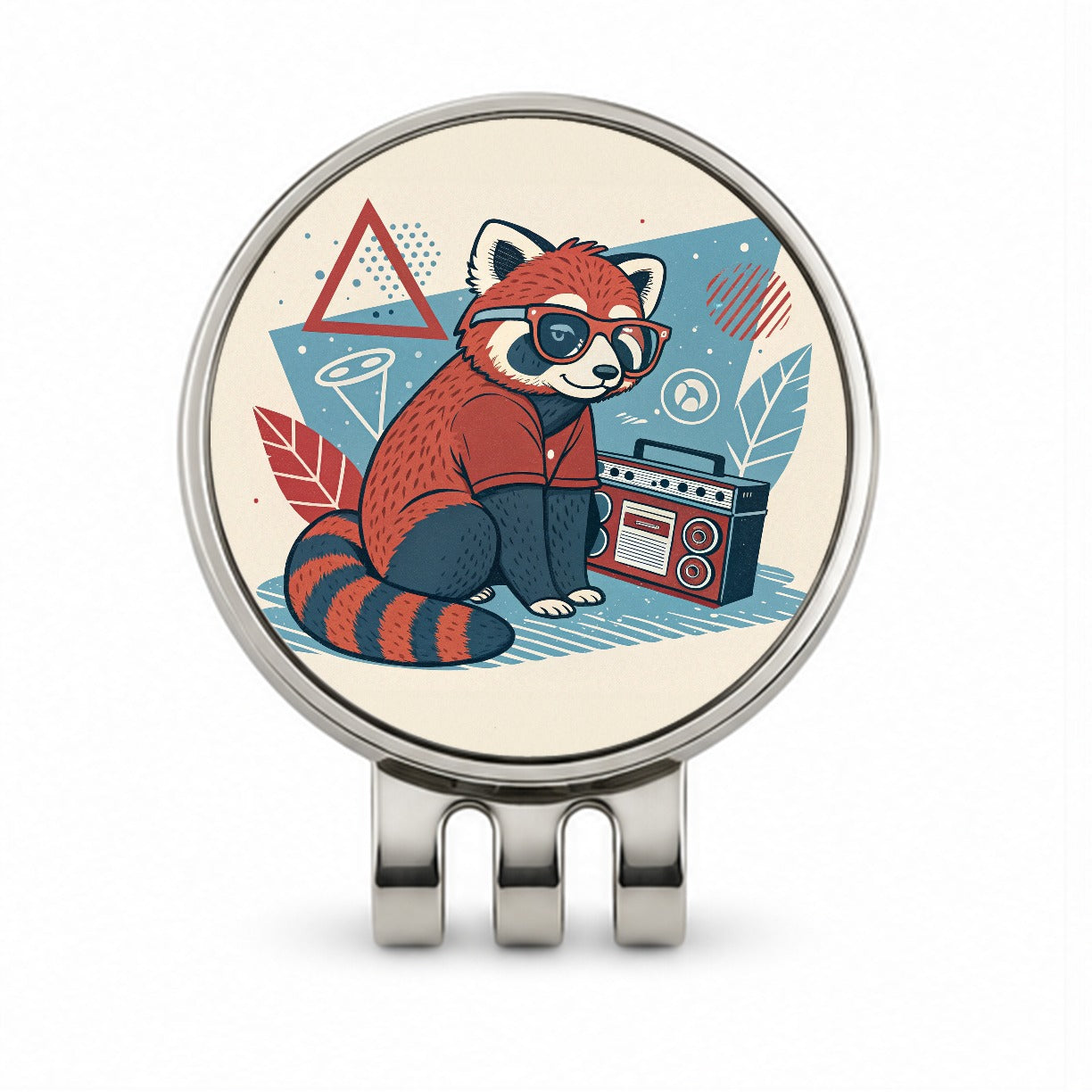 Cool Red Panda Wearing Glasses Retro Golf Hat Clip with Ball Marker