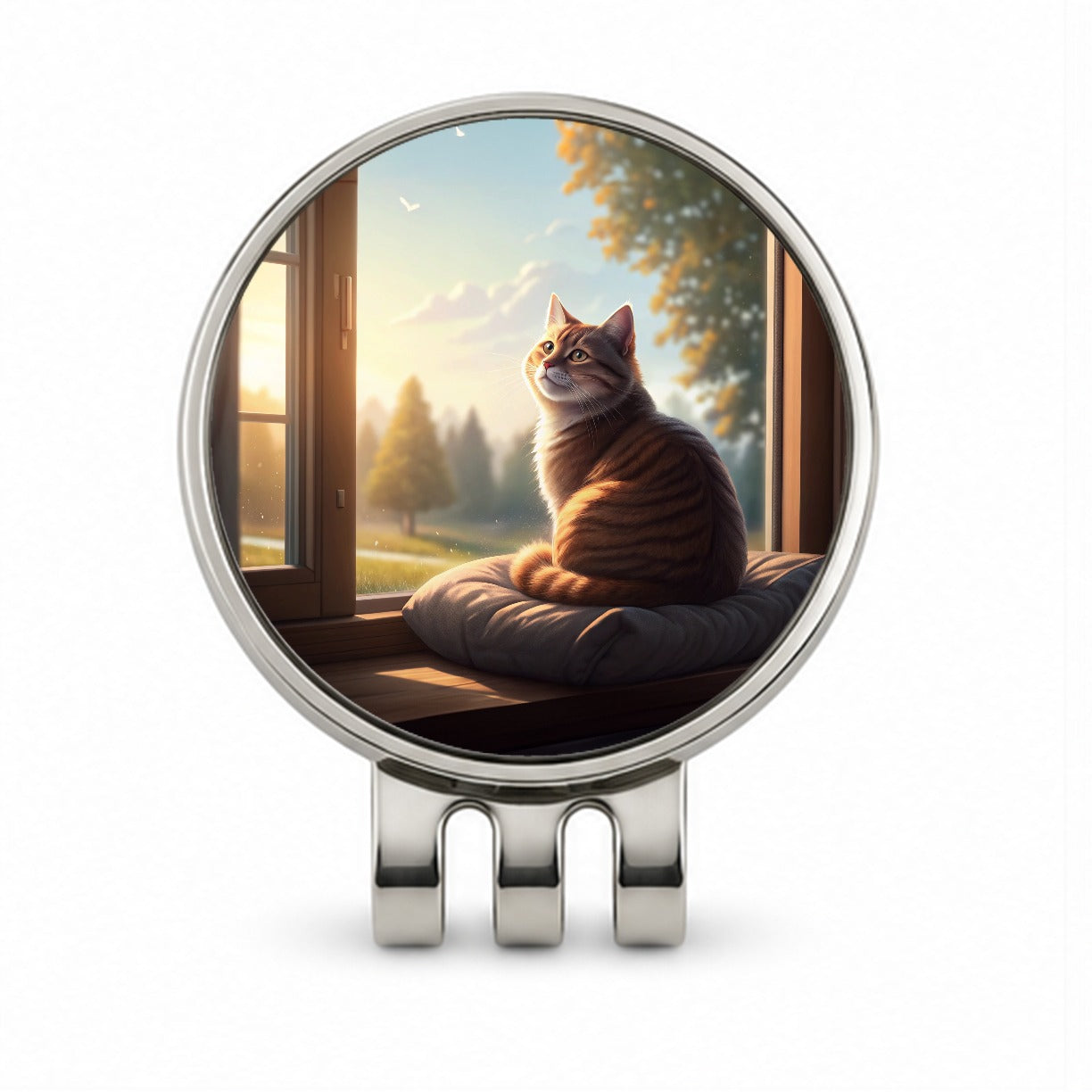 Cozy Cat In Window Golf Hat Clip with Ball Marker