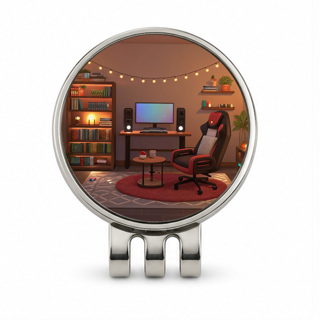 Cozy Gaming Setup Golf Hat Clip with Ball Marker